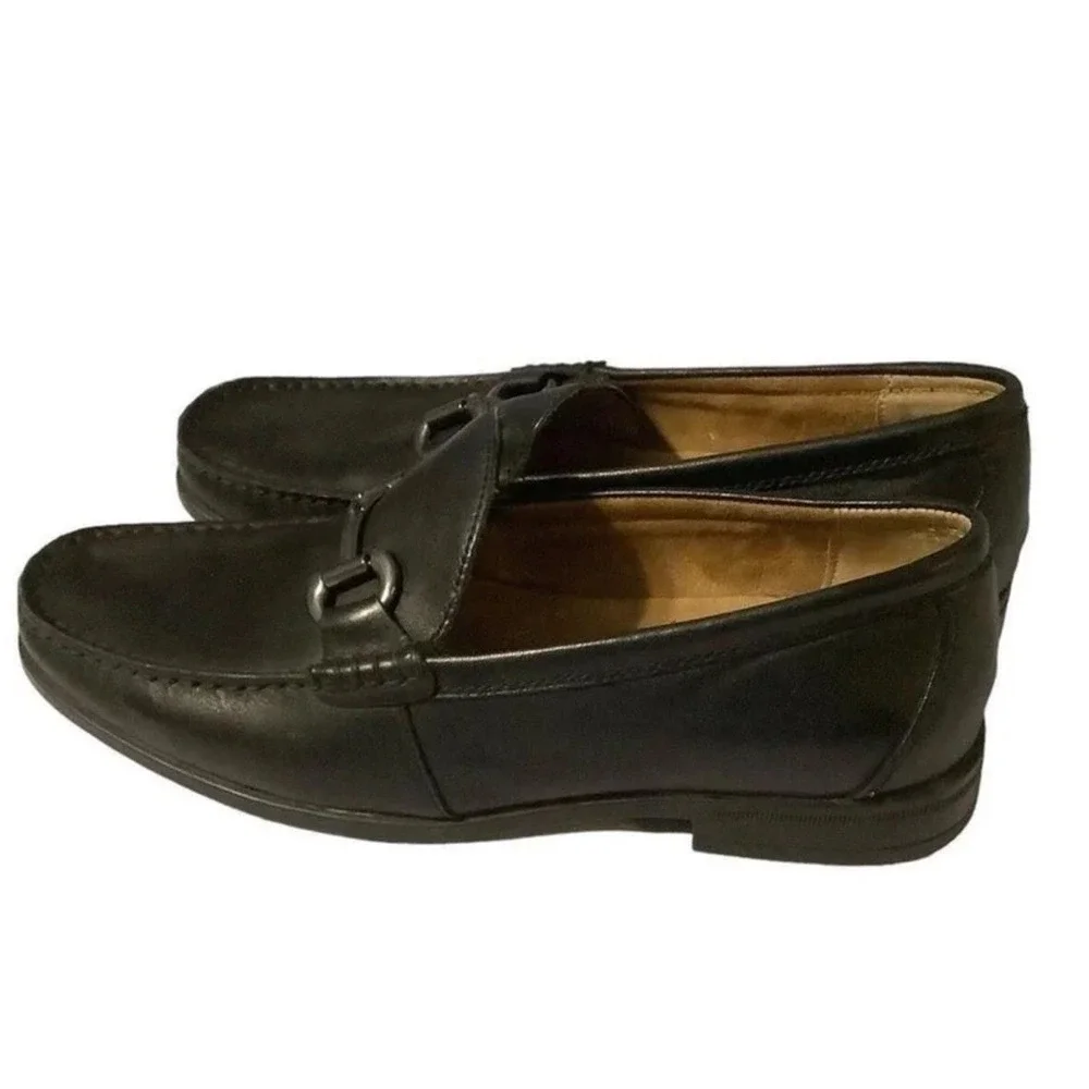 Nunn Bush‎ Men's Black Leather Slip-on Horse Bit Loafers Sz 8.5M (2400-men1)